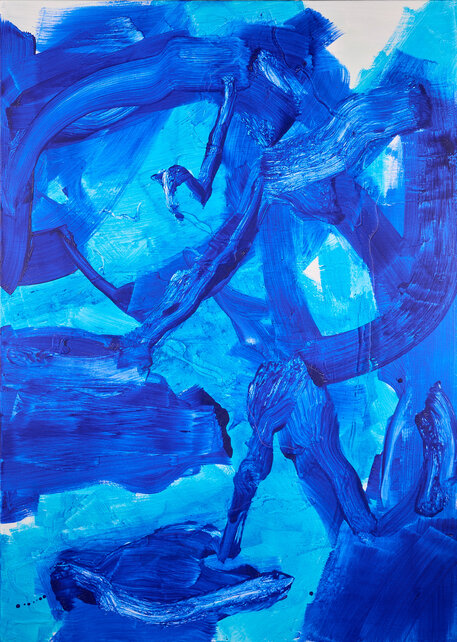 Bleu Azur, 140x100, Pigment auf Leinwand, 2024
