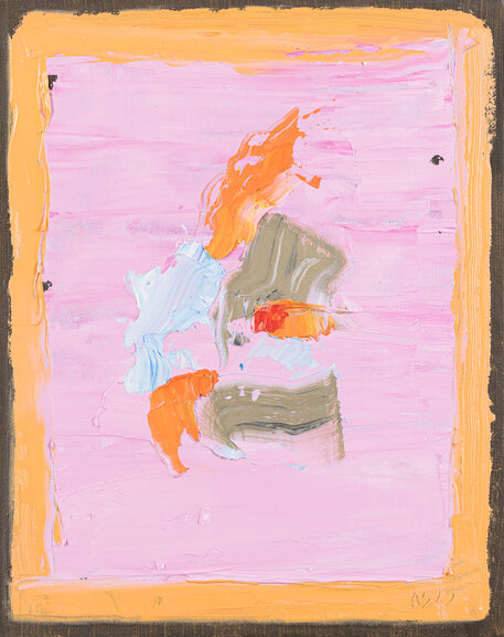 Pink vessel with floral: 30x24 | Öl auf Hartfaser | 2023